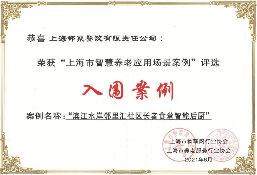 为老服务智慧场景案例证书